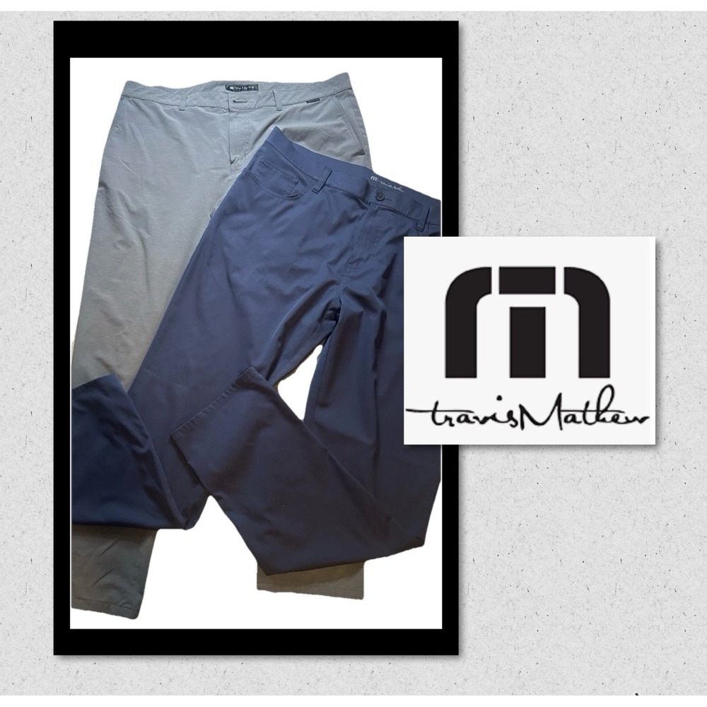 Travis Mathew (Lot Of 2) Open To Close Pants Mens Size 40x34 Navy & Gray (40x32)